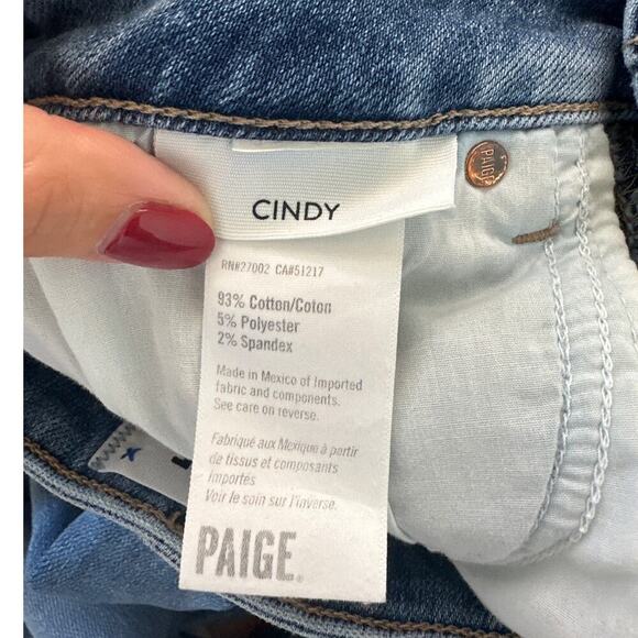 PAIGE  Women's Cindy Mel Jeans W/ Raw Destroyed Hem Denim, Size 26, Like New - Picture 4 of 9